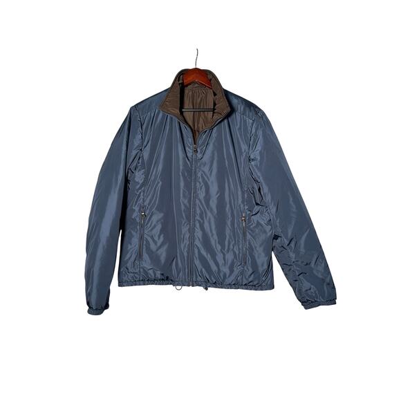 Prada Mens Jacket Size 52 (US L) Bwn/Blue Windbreaker Full Zip Pockets LTWT - Picture 3 of 8